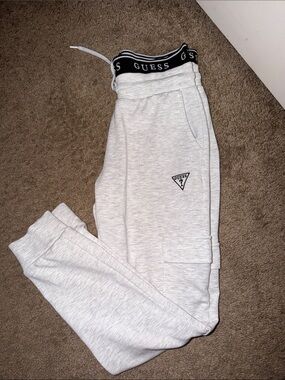 Guess Light Heather Gray Logo Joggers with Branded Waistband